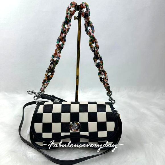 Coach Coachtopia Wavy Dinky Bag In Checkerboard Upcrafted Leather CW806 NWT - Picture 1 of 13